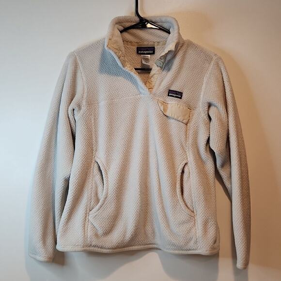 Patagonia Re-Tool 1/4 Snap Fleece Pullover Women's Size Small White/Cream EUC - Picture 2 of 14